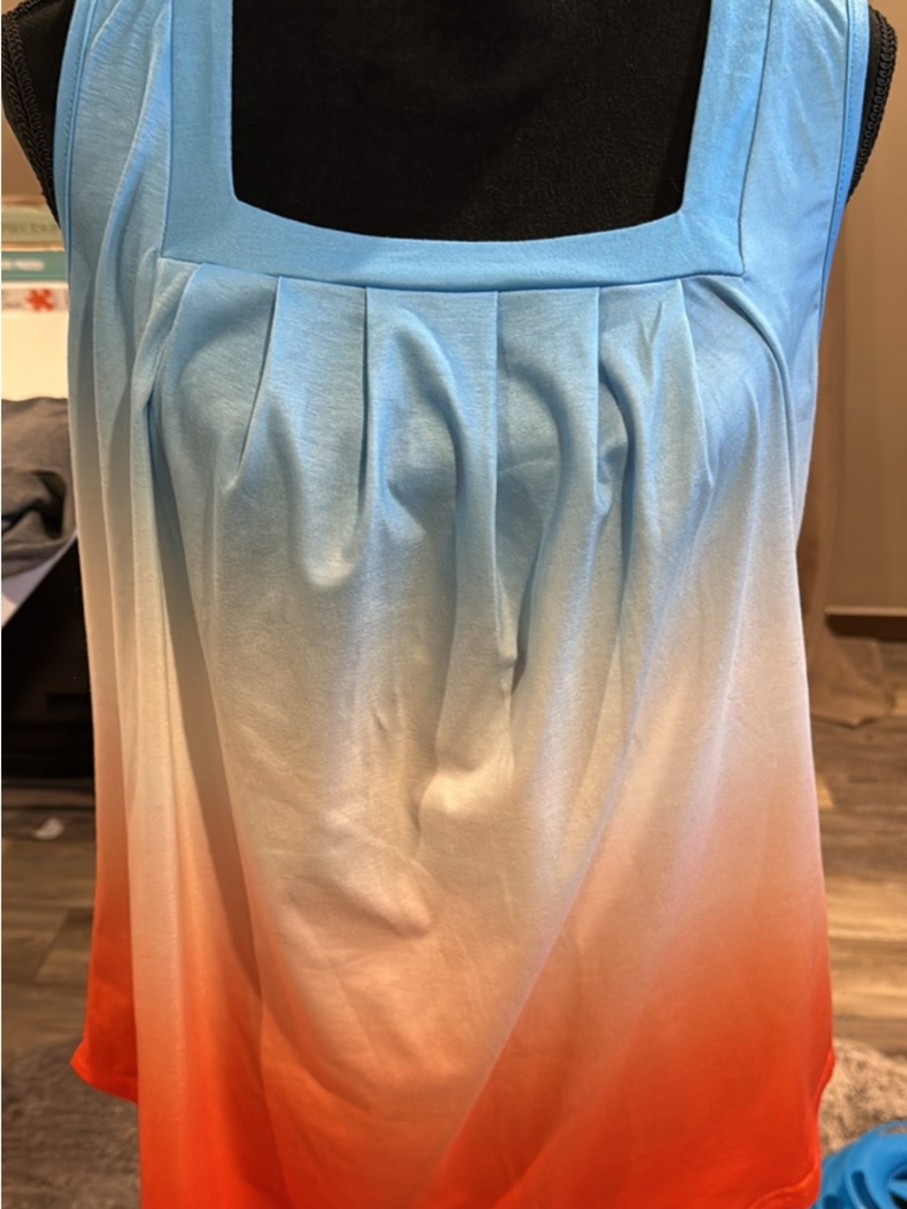 Sleeveless Ombre Blue to Orange Women's Top